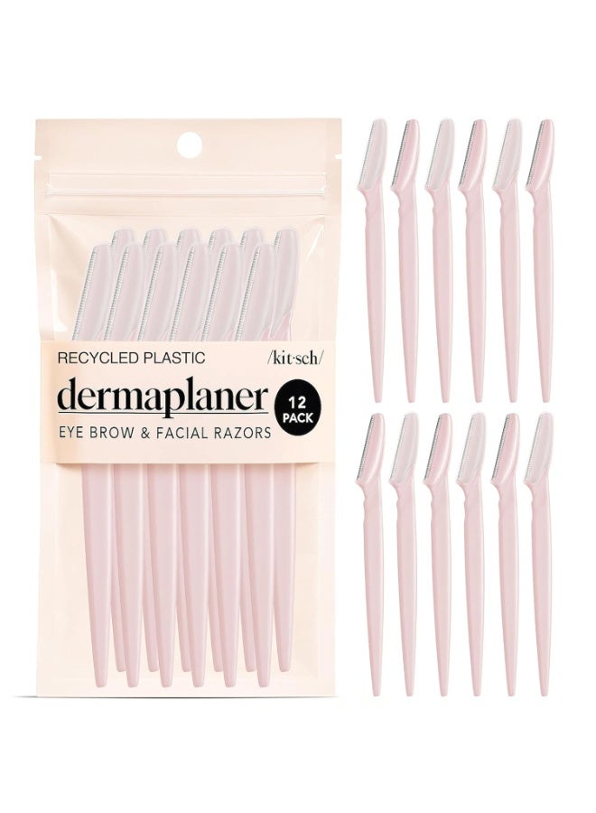 Kitsch Dermaplane Razor for Women Face - Face Razors for Women & Men, Eyebrow Trimmer & Face Shaver - Exfoliating Facial Razor & Skin Care Tool for Smoother Skin - Blush, 12 pcs
